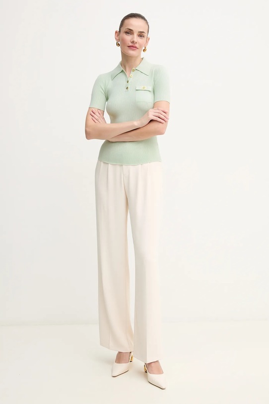 Sveter s prímesou hodvábu Elisabetta Franchi MK63B51E2 zelená SS25