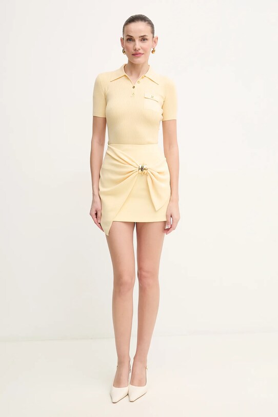 Elisabetta Franchi pulover din amestec de mătase MK63B51E2 galben SS25