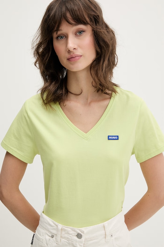 HUGO Blue t-shirt γυναικείο βαμβακερό Classic V_B πράσινο 50513667
