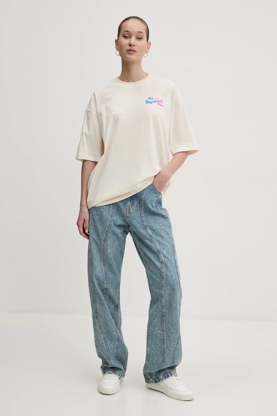 Bavlnené tričko Hugo Blue 50533976 béžová SS25