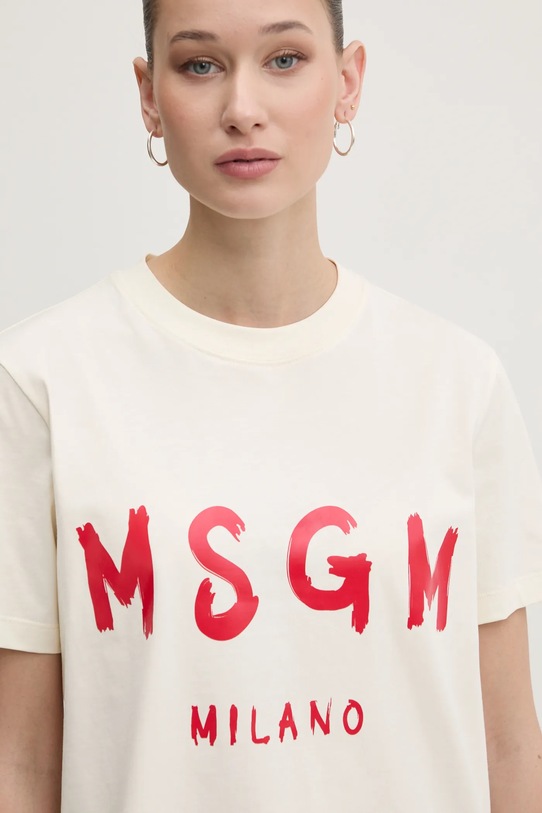 Bavlněné tričko MSGM béžová 3841MDM510.257002