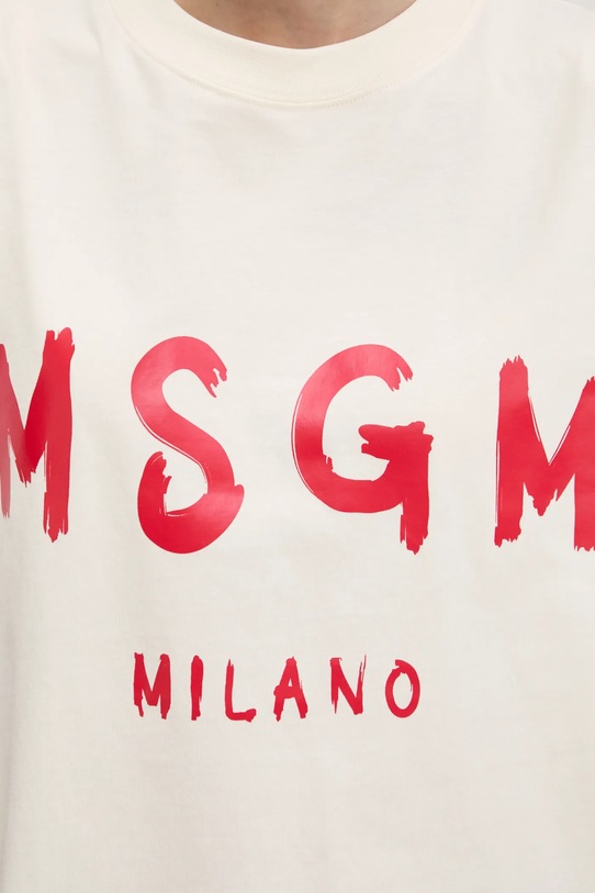 Bavlněné tričko MSGM 3841MDM510.257002 béžová