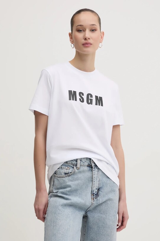 Bavlnené tričko MSGM potlač biela 3841MDM92.257002