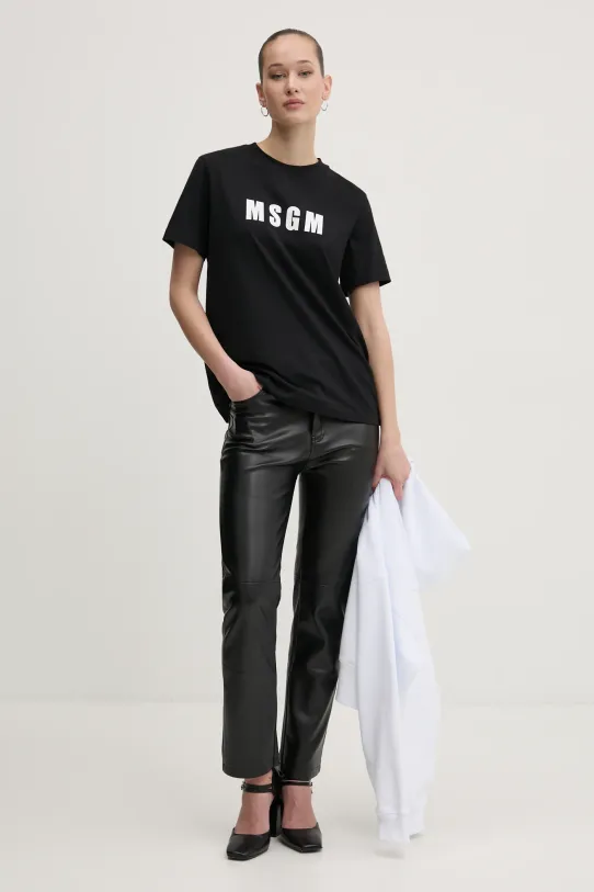 MSGM t-shirt bawełniany 3841MDM92.257002 czarny SS25