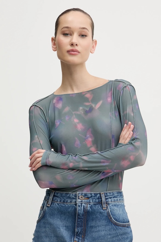 HUGO bluza cu modele verde 50530450