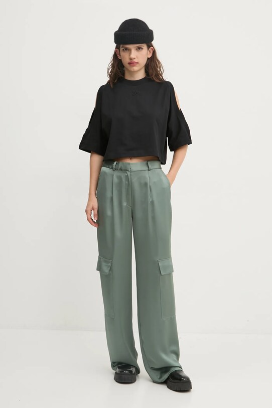 Bavlněné tričko HUGO 50530453 černá SS25