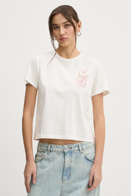 HUGO tricou din bumbac bej 50534246