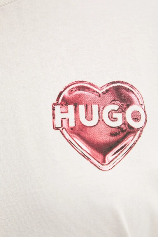 Бавовняна футболка HUGO 50534545 бежевий