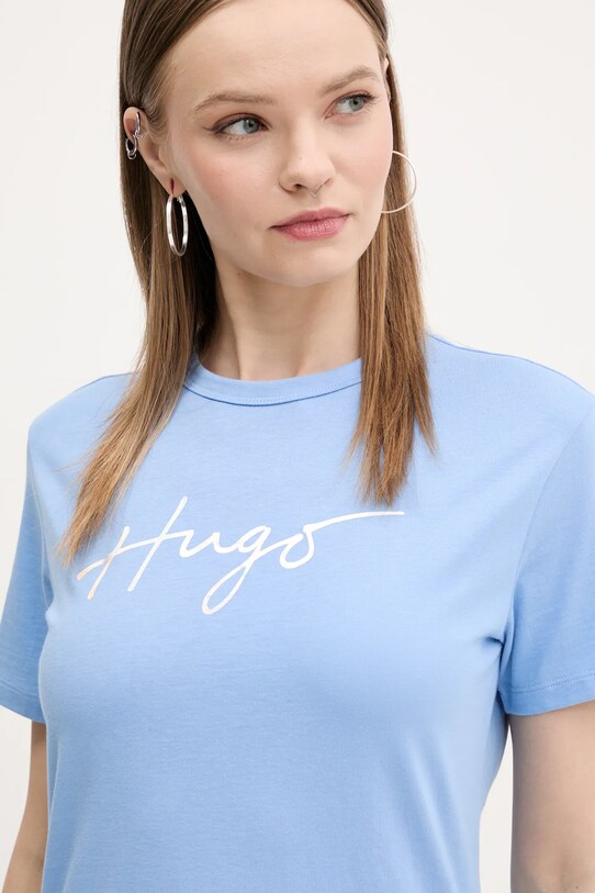 Bavlněné tričko HUGO modrá 50535491