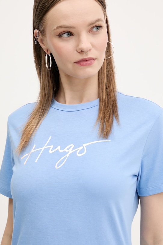 HUGO t-shirt bawełniany niebieski 50535491