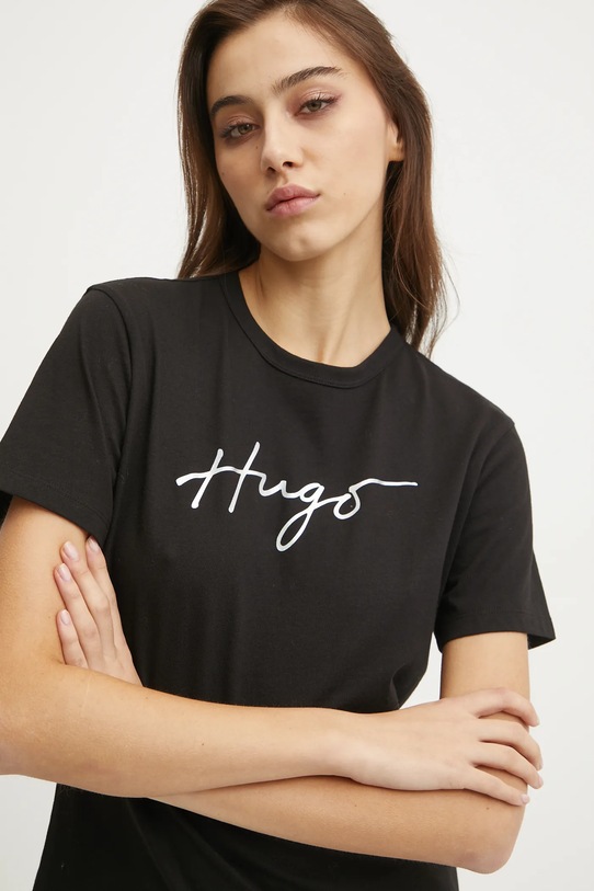Βαμβακερό μπλουζάκι HUGO μαύρο 50535491