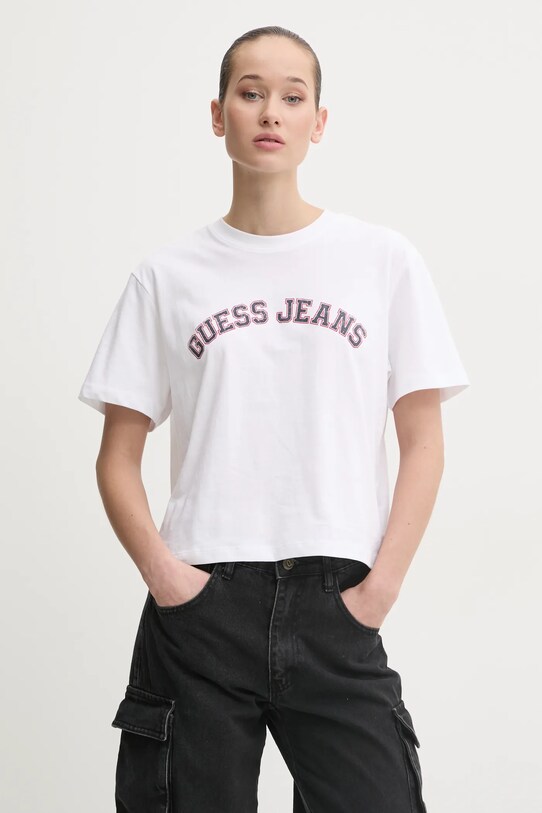 Хлопковая футболка Guess Jeans белый W5RI41.K8HM0