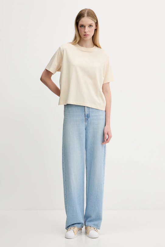 Βαμβακερό μπλουζάκι Guess Jeans W5RI42.K8HM0 μπεζ SS25
