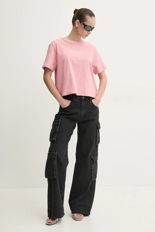 Guess Jeans t-shirt bawełniany W5RI42.K8HM0 różowy SS25