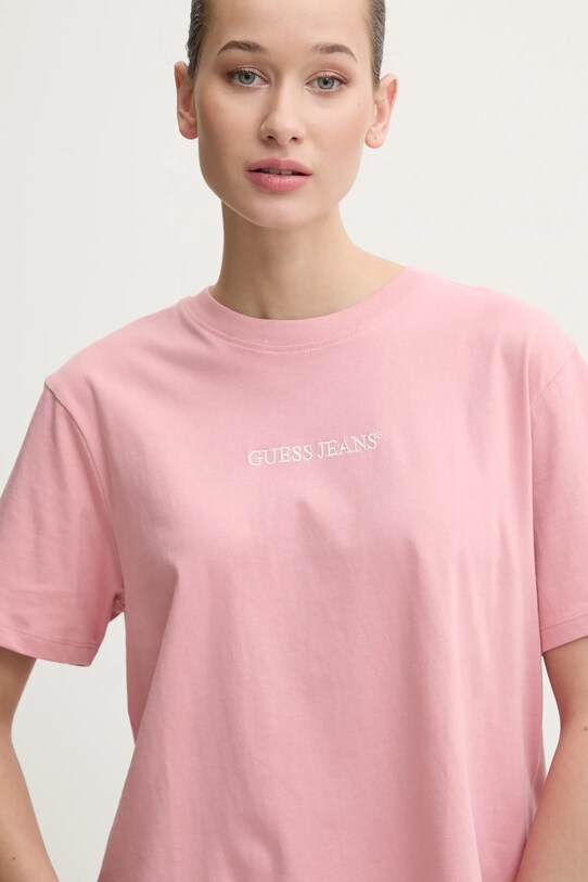 Guess Jeans t-shirt bawełniany różowy W5RI42.K8HM0