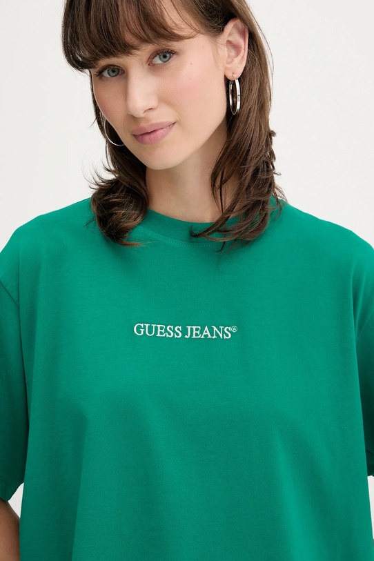 Βαμβακερό μπλουζάκι Guess Jeans πράσινο W5RI42.K8HM0