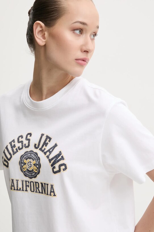 Guess Jeans tricou din bumbac alb W5RI43.K8HM0