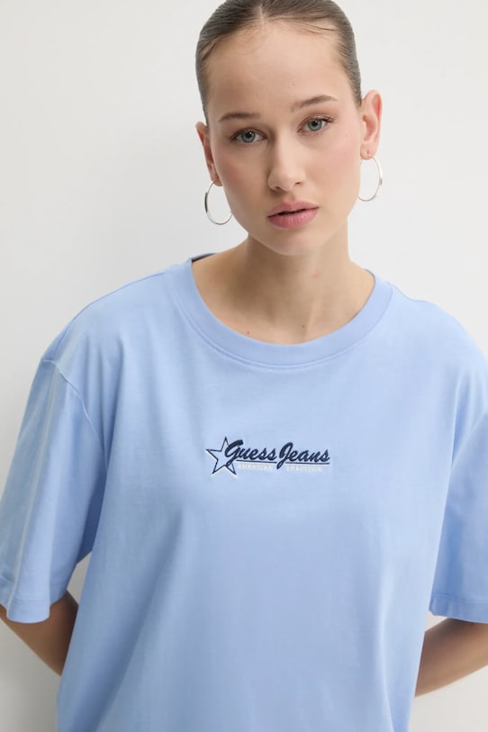 Хлопковая футболка Guess Jeans голубой W5RI48.K8HM0