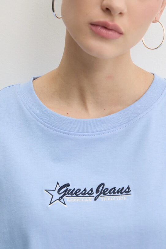 Хлопковая футболка Guess Jeans W5RI48.K8HM0 голубой