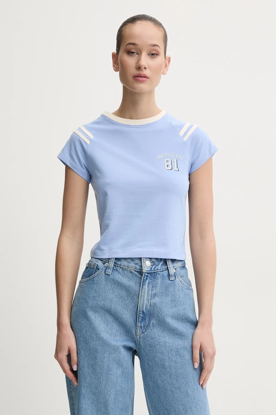 Guess Jeans tricou print albastru W5RI53.J1314