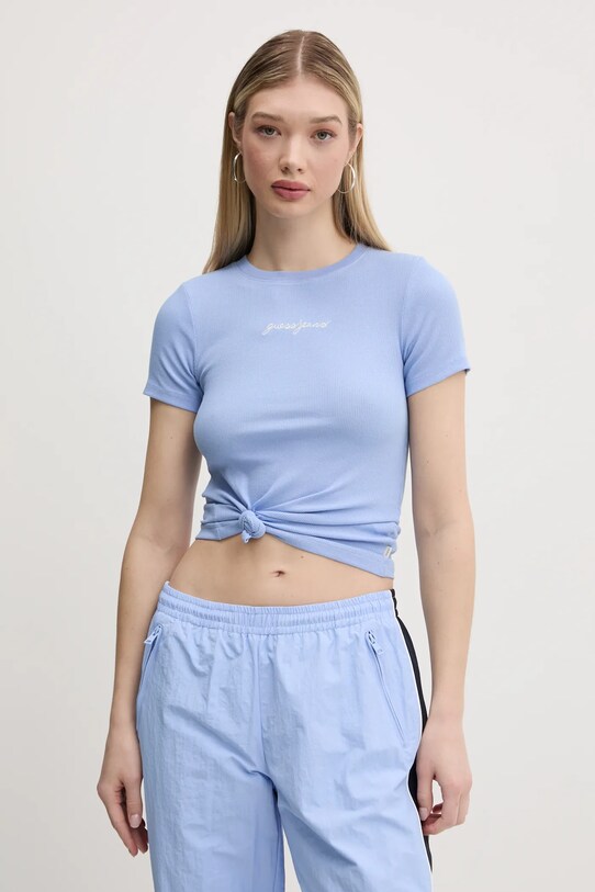 Футболка Guess Jeans с эластаном голубой W5RI57.KA0H1