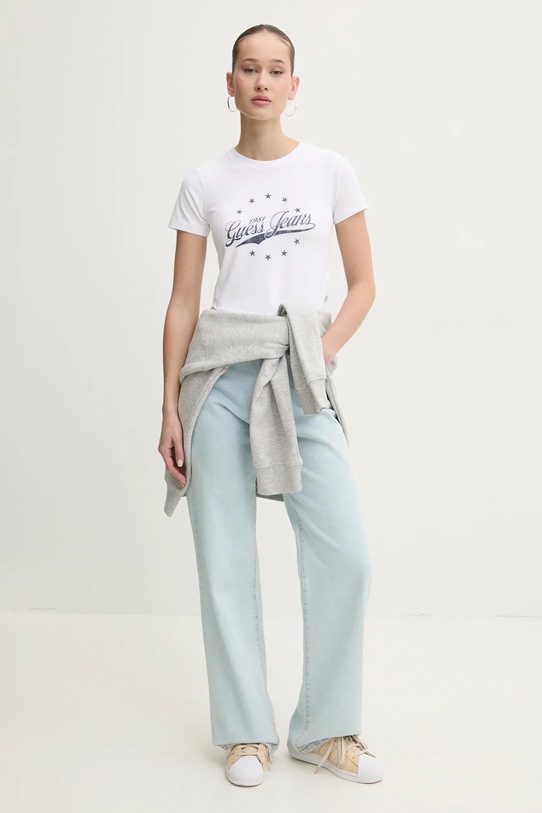 Guess Jeans tricou W5RI59.J1314 alb SS25