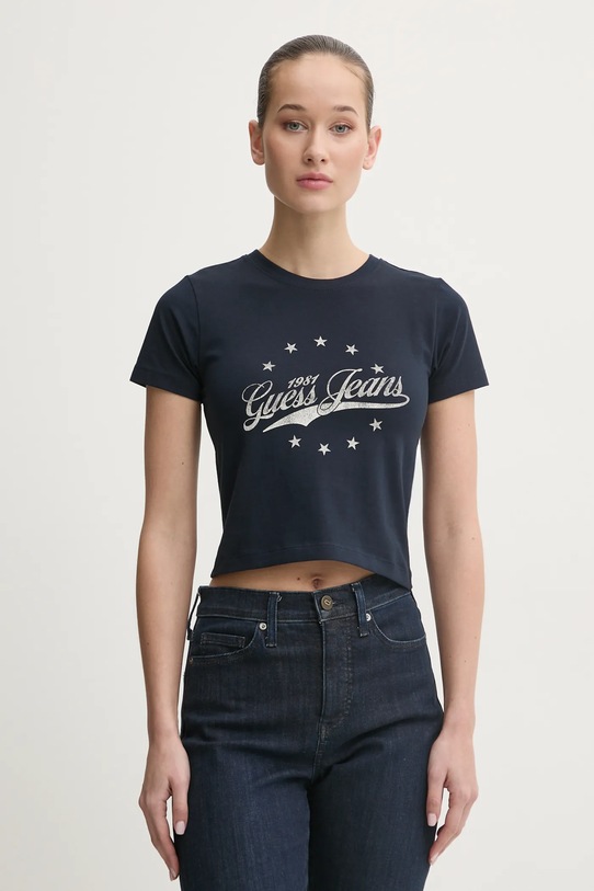 Guess Jeans t-shirt z elastanem granatowy W5RI59.J1314