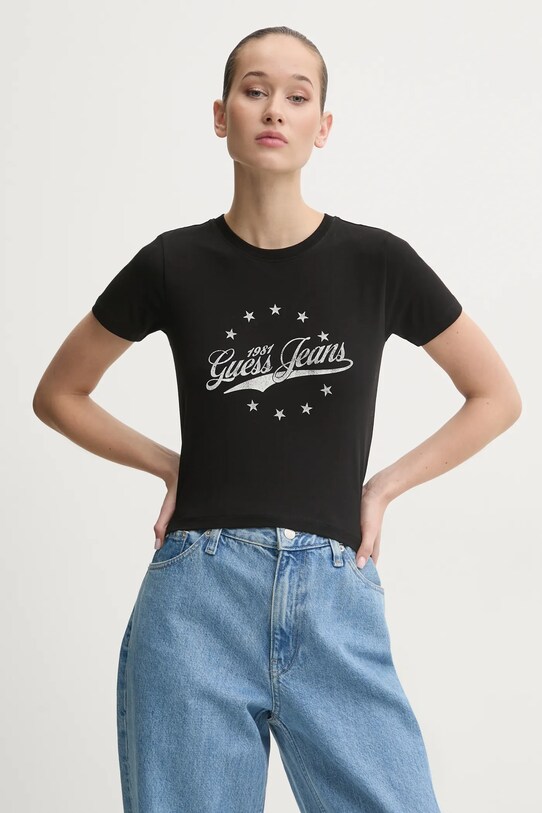 Guess Jeans tricou print negru W5RI59.J1314