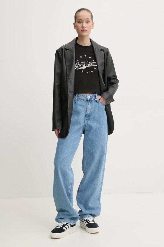 Guess Jeans tricou W5RI59.J1314 negru SS25