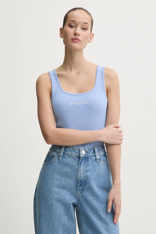 Guess Jeans top imprimeu albastru W5RP48.KA0H1