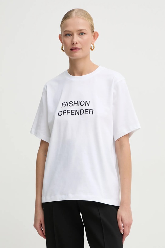 Bavlnené tričko Victoria Beckham potlač biela 1125JTS006357A