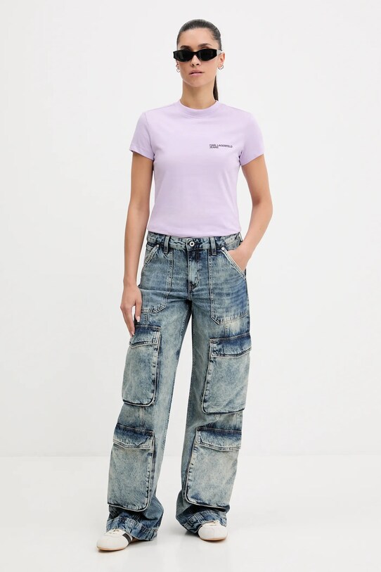 Bavlněné tričko Karl Lagerfeld Jeans A1W17004 fialová AW25