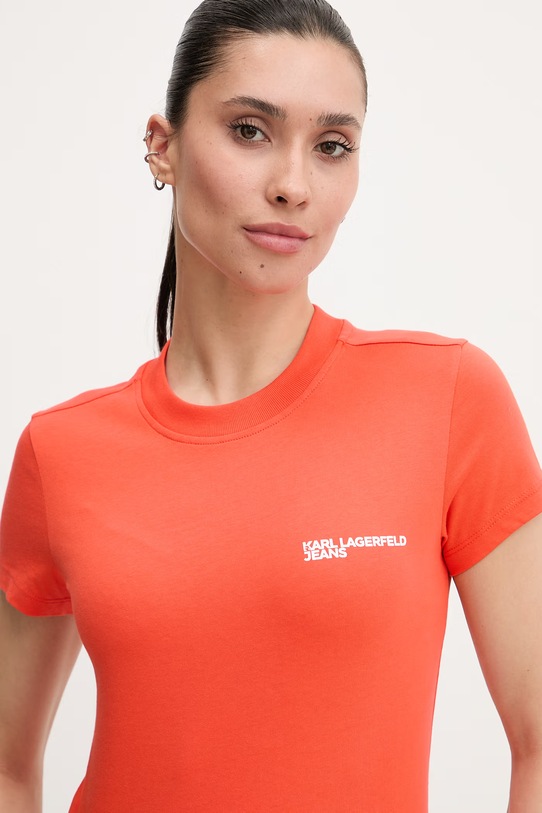 Karl Lagerfeld Jeans T-shirt damski bawełniany pomarańczowy A1W17004
