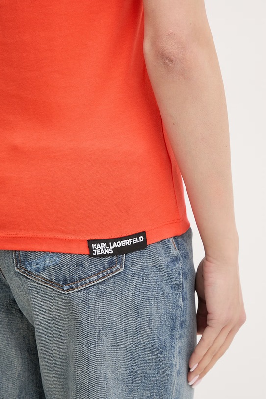 Karl Lagerfeld Jeans T-shirt damski bawełniany A1W17004 pomarańczowy