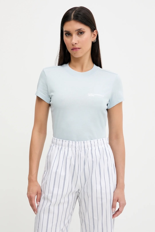 Bavlněné tričko Karl Lagerfeld Jeans slim modrá A1W17004