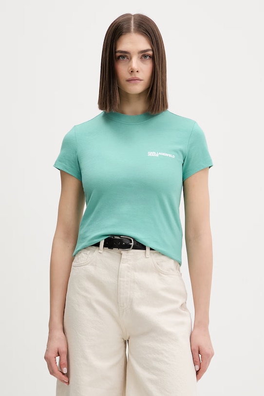 Karl Lagerfeld Jeans t-shirt bawełniany turkusowy A1W17004