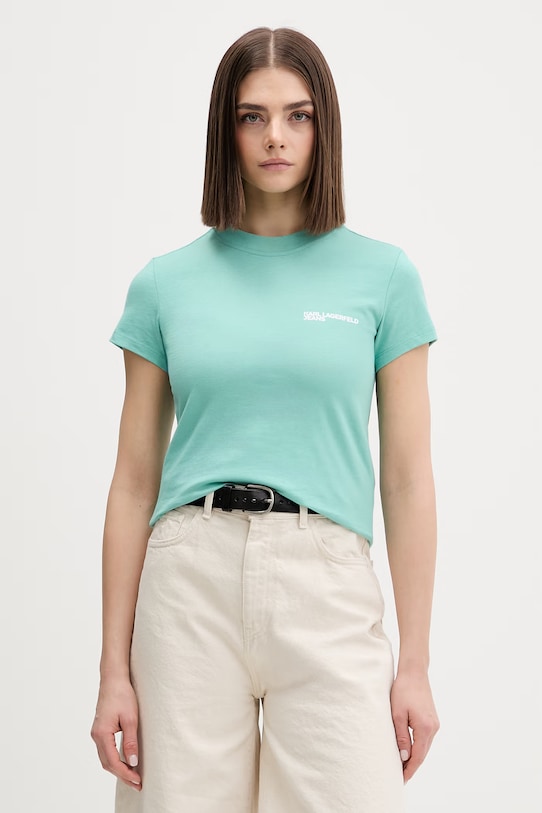 Bavlnené tričko Karl Lagerfeld Jeans tyrkysová A1W17004
