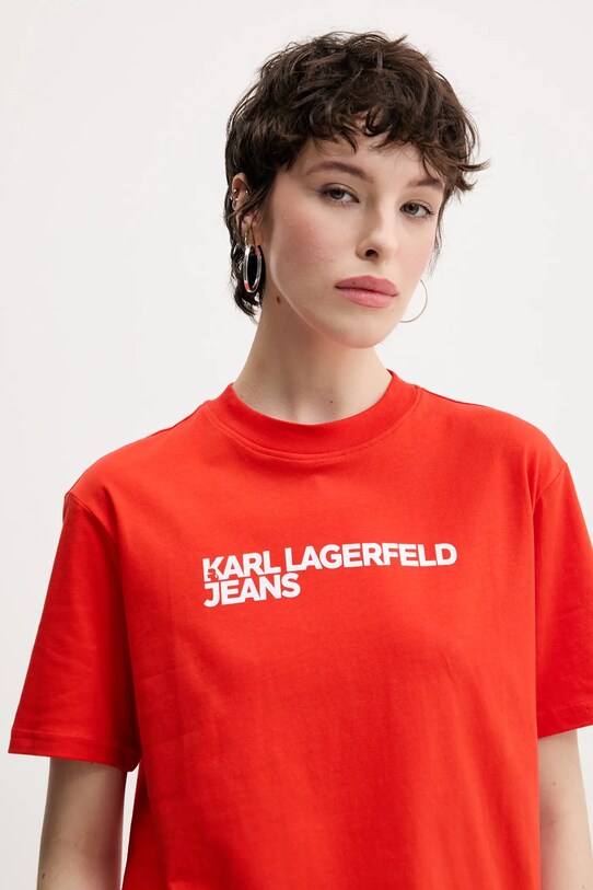 Karl Lagerfeld Jeans tricou din bumbac rosu A1W17005