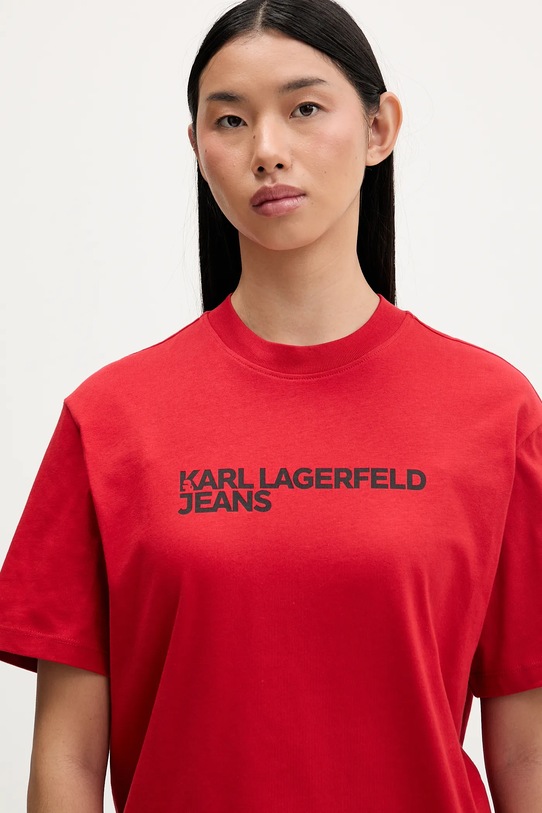 Pamučna majica Karl Lagerfeld Jeans crvena A1W17005