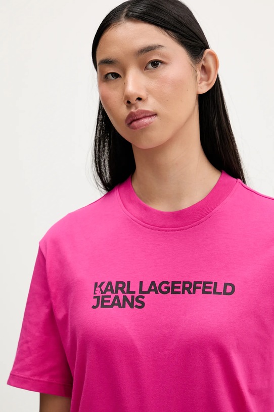 Pamučna majica Karl Lagerfeld Jeans roza A1W17005