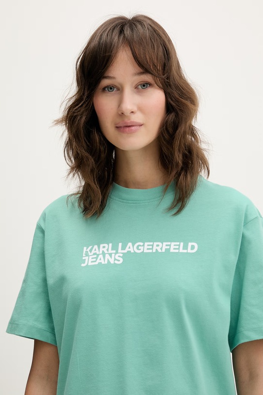 Karl Lagerfeld Jeans t-shirt bawełniany zielony A1W17005