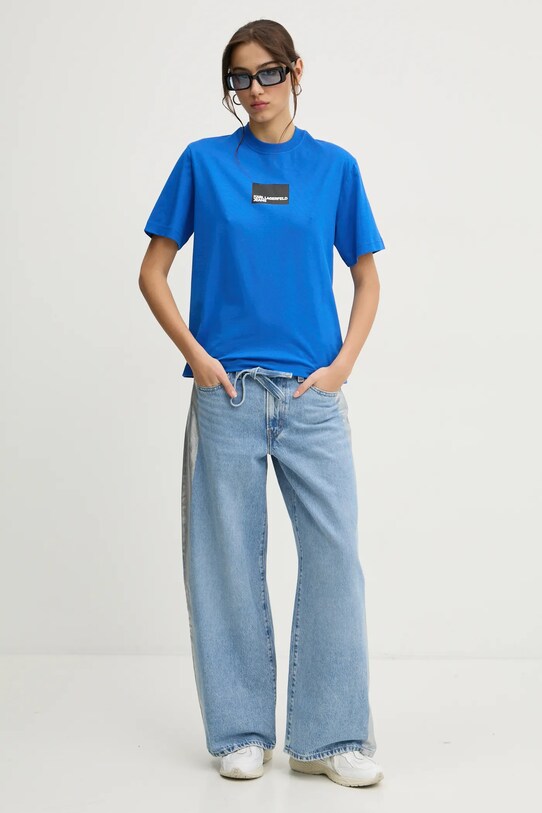 Karl Lagerfeld Jeans tricou din bumbac A1W17006 albastru SS25