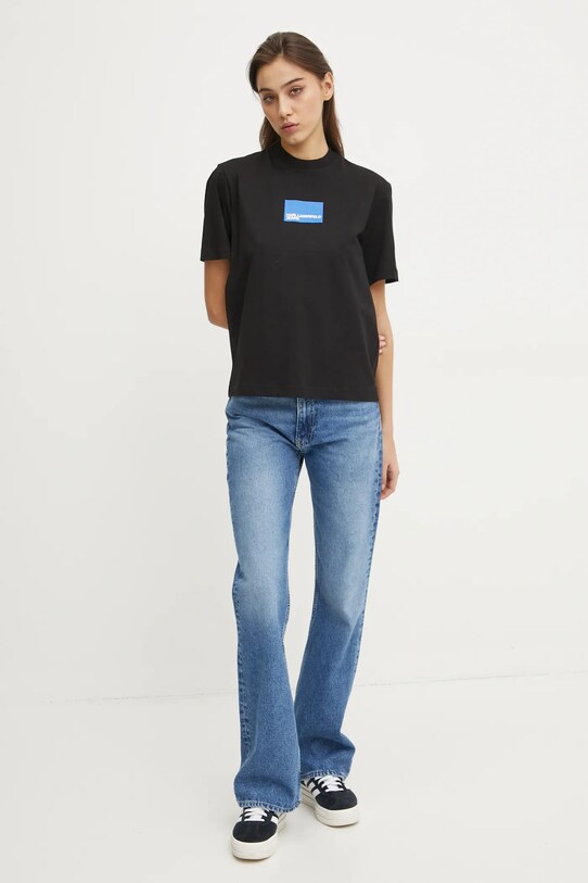 Бавовняна футболка Karl Lagerfeld Jeans A1W17006 чорний SS25