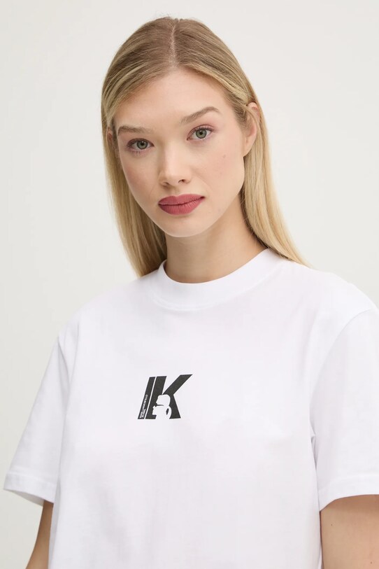 Karl Lagerfeld Jeans tricou din bumbac alb A1W17031