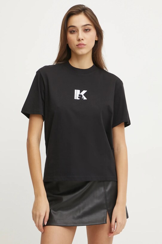 Karl Lagerfeld Jeans t-shirt in cotone sovrastampa nero A1W17031