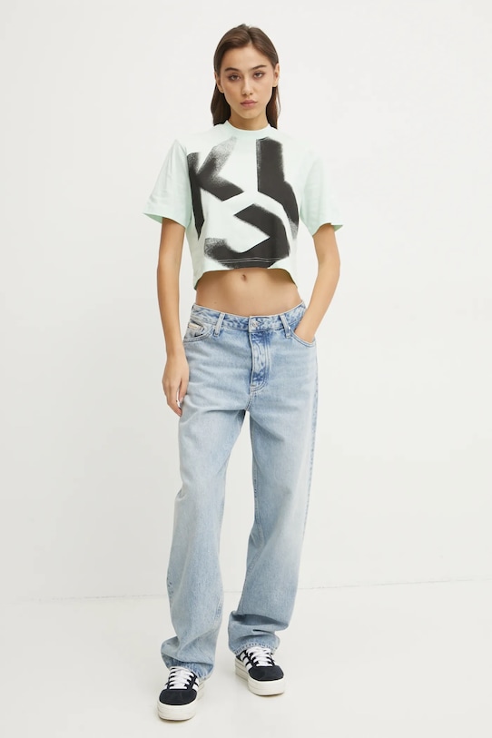 Хлопковая футболка Karl Lagerfeld Jeans A1W17033 зелёный SS25