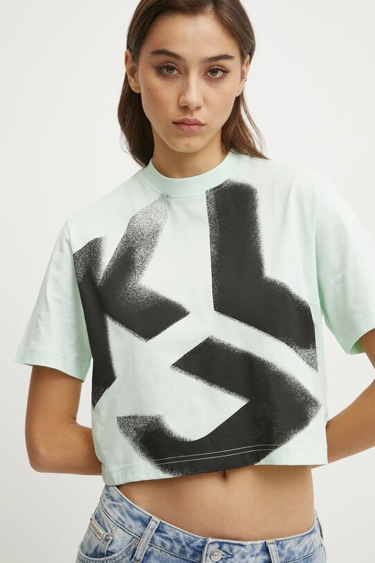 Karl Lagerfeld Jeans tricou din bumbac verde A1W17033