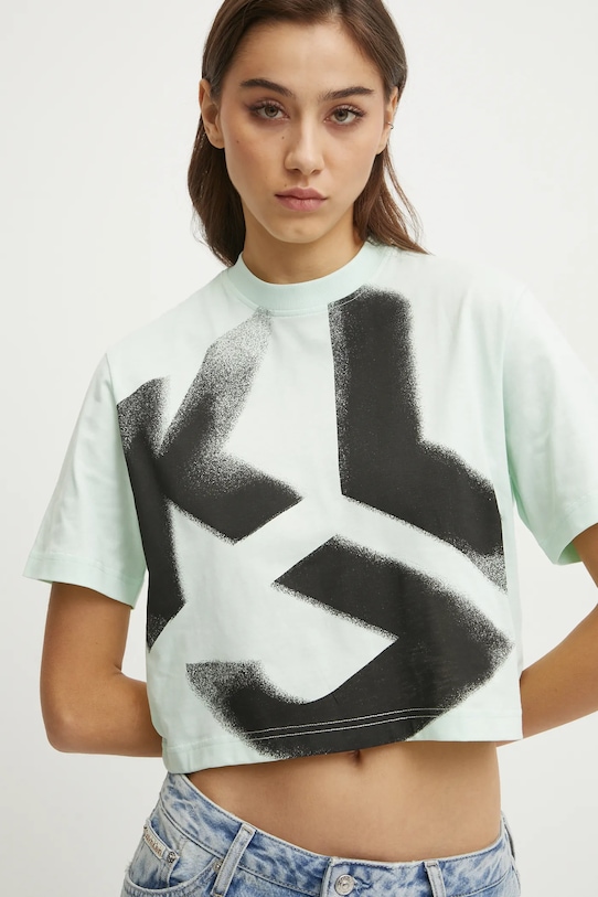 Хлопковая футболка Karl Lagerfeld Jeans зелёный A1W17033