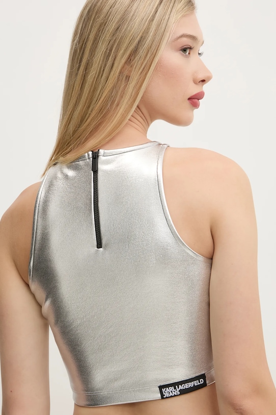 Karl Lagerfeld Jeans top z elastanem srebrny A1W17040