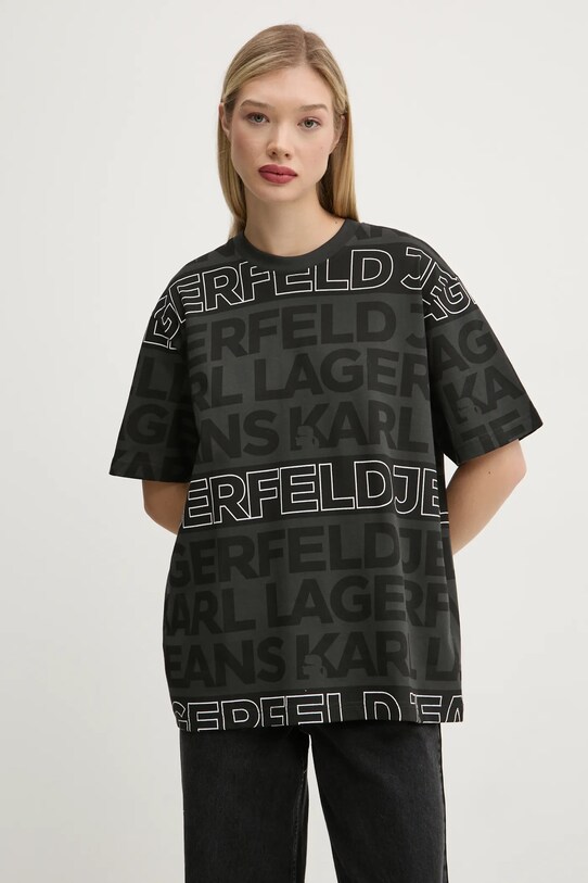 Karl Lagerfeld Jeans tricou din bumbac cu modele gri A1W17110